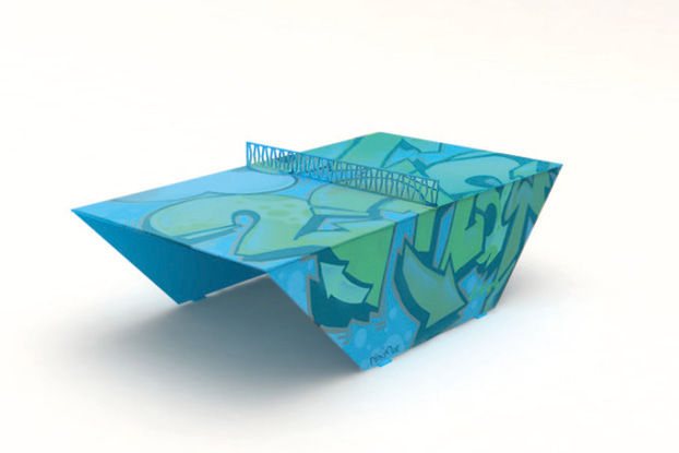 3D rendering af Pingout bordtennisbord - dekorert