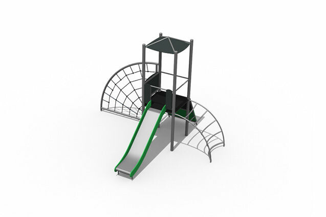 3D rendering af Leketårn - tårn og sklie stål