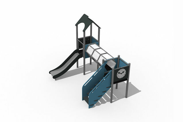 3D rendering af Klatreanlegg - to tårn og krabbetunnel