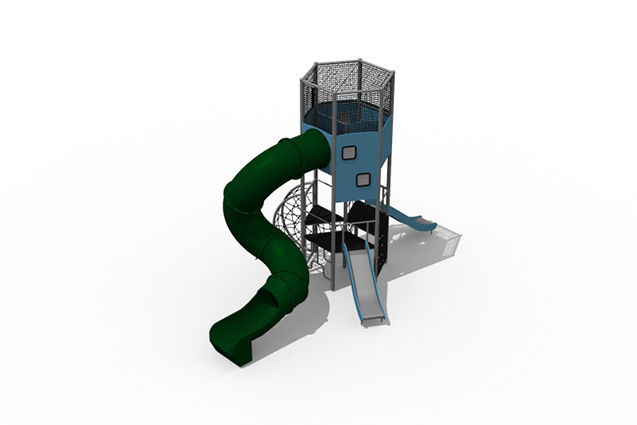 3D rendering af Leketårn - rundt tårn m sklie