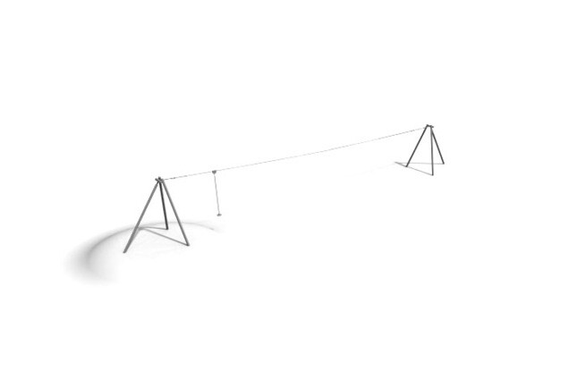 3D rendering af Svevebane - enkel stålben 25m