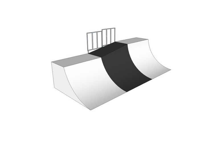 3D rendering af Skaterampe - Two-level quarter pipe