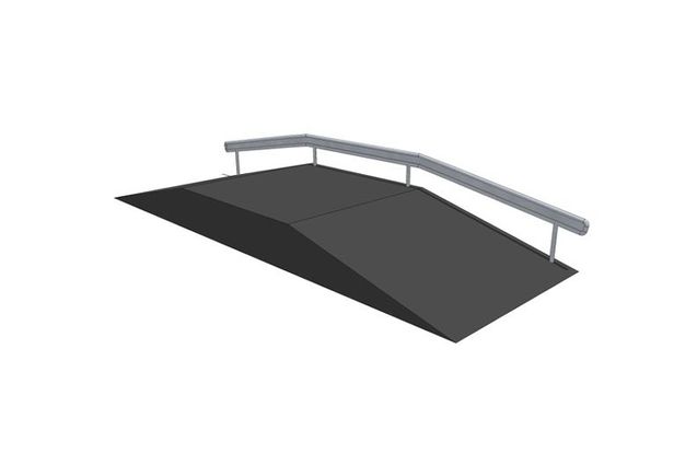 3D rendering af Skaterampe - Funbox with rail 3/3