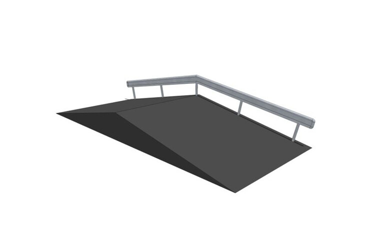 3D rendering af Skaterampe - Funbox with rail