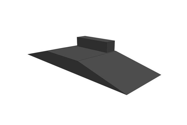 3D rendering af Skaterampe - Funbox with grindbox 3/1
