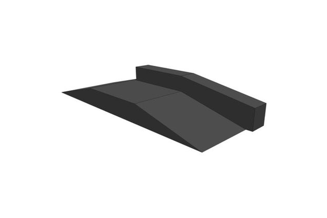 3D rendering af Skaterampe - Funbox with grindbox 2/3