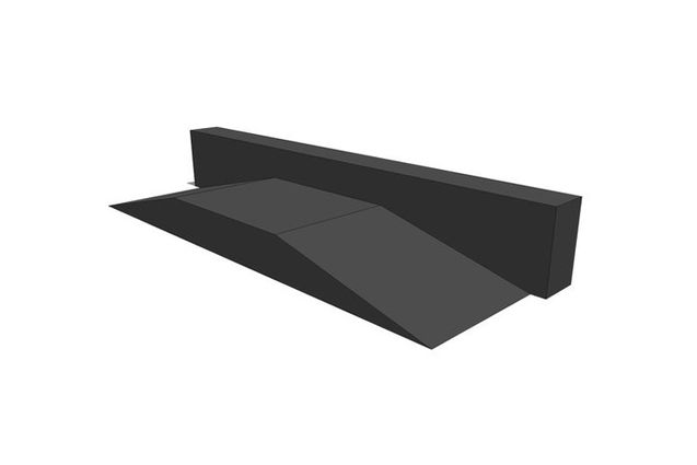 3D rendering af Skaterampe - Funbox with straight grindbox