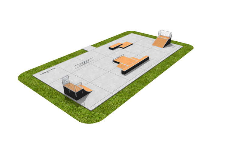 3D rendering af Skatepark - pakke 6