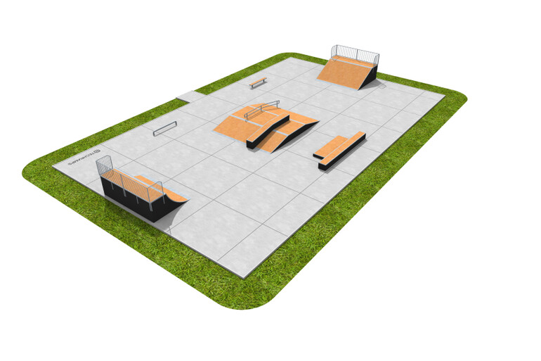 3D rendering af Skatepark - pakke 7