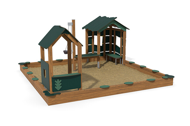 Sandkasse - ECO sandkassemiljø to lekehus grønn