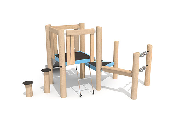 Leketårn - Robinia Scandic dobbelt tårn med sklie og bord