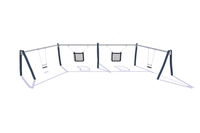 Huske - stativ halvsirklet robinia og stål 2 klassiske seter og 2 handikaphusker h 2,4m