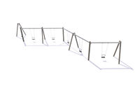 Huske - stativ flervinklet eik og stål seks klassisk med bøyle h 2,4m