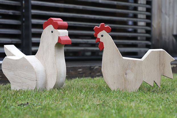 Foto af Lekeskulptur - høne og hane